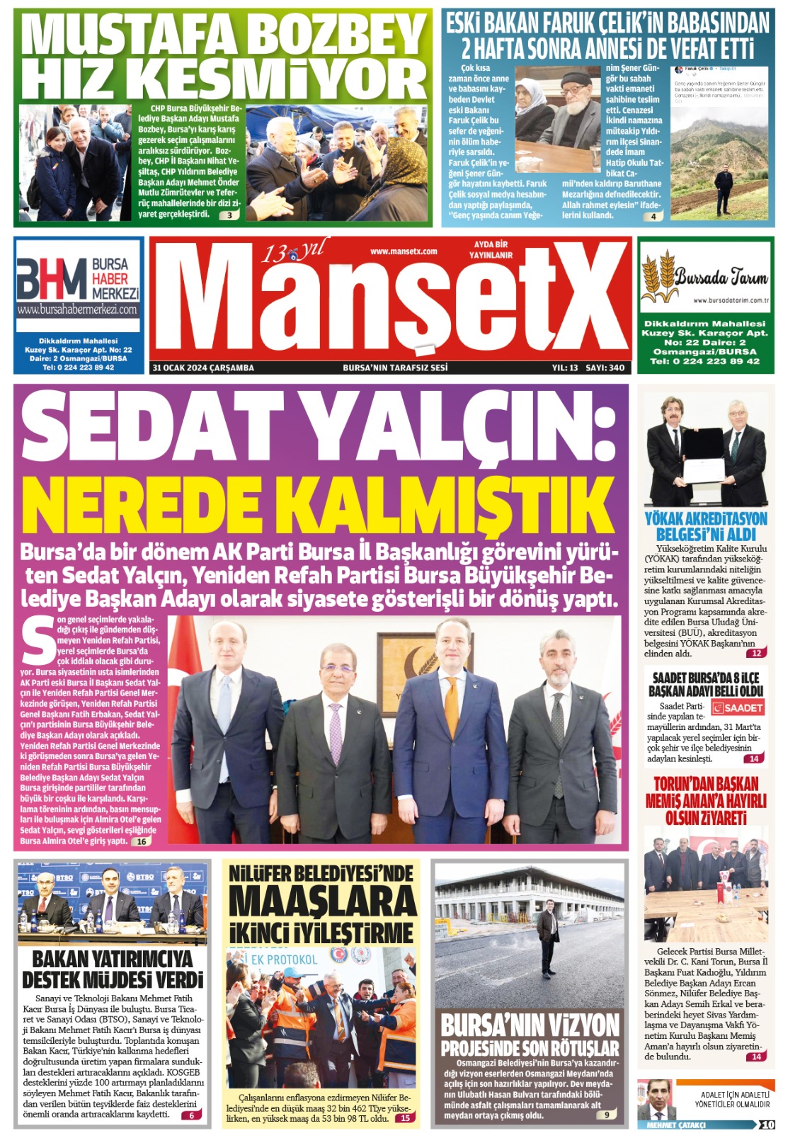 ManşetX Gazetesi Bursa ve Ankara'nın 13. Yıl Ocak sayısı çıktı
